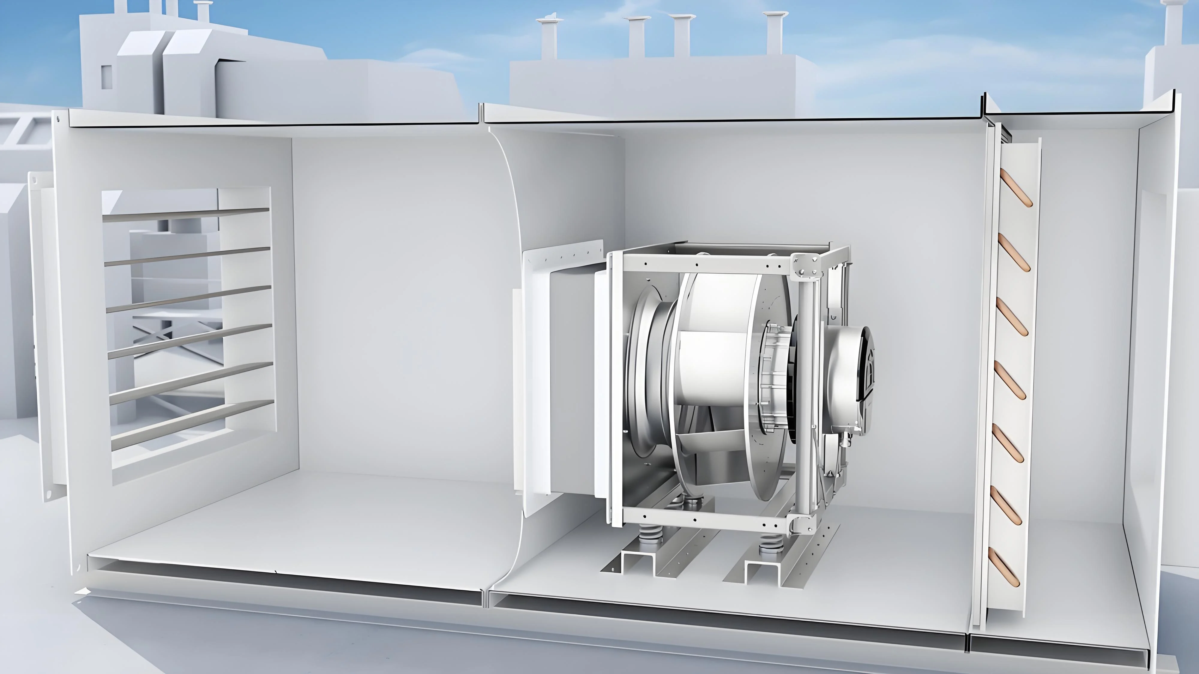 EC centrifugal fan platform installed in an air-handling unit