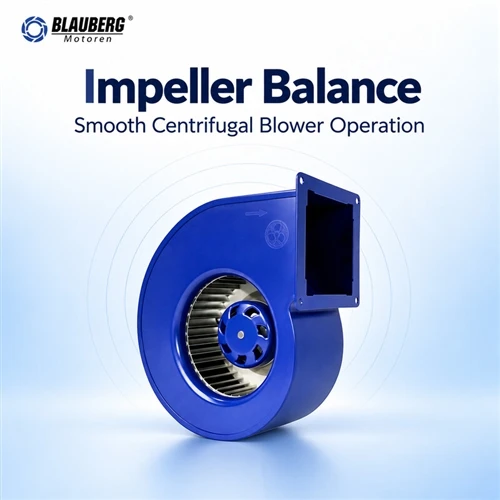How does the balance of the impeller affect the operation of a centrifugal blower?