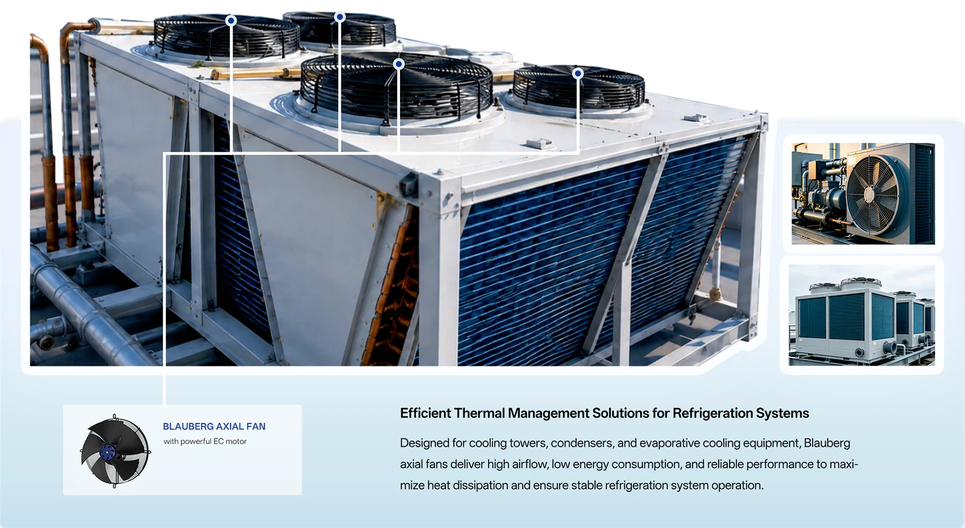 Axial fan thermal management for refrigeration systems