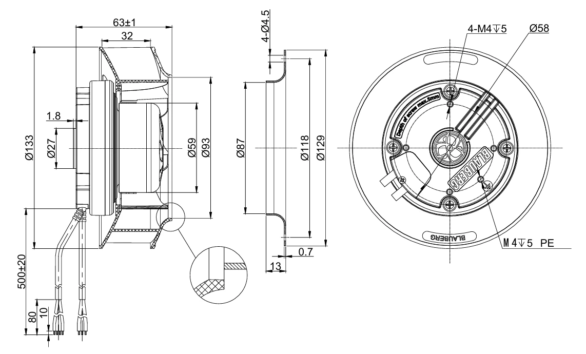 product-1-1 BL-B133B-EC-03 overall dimensions