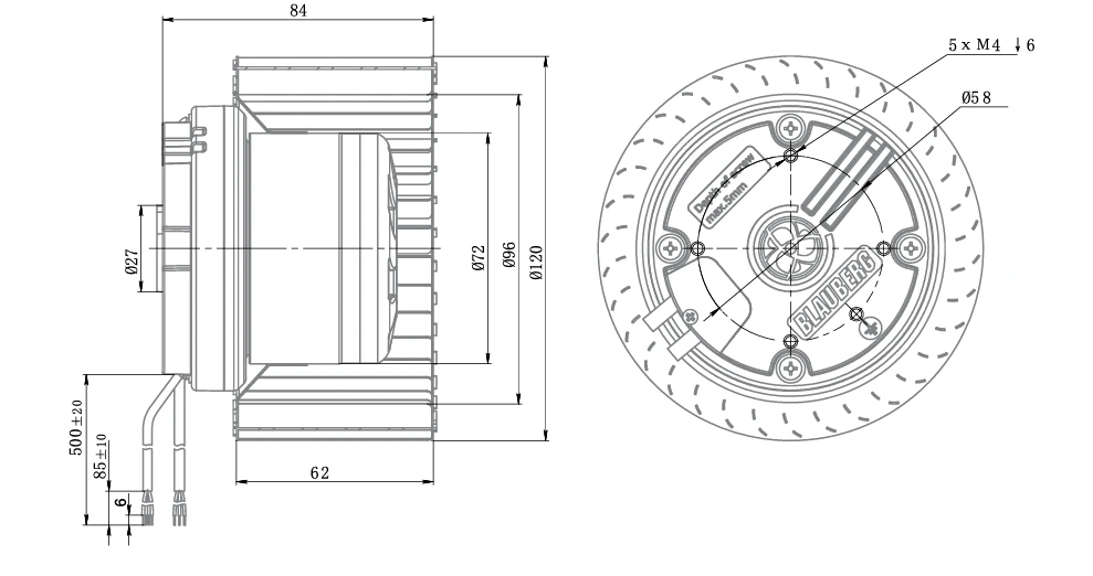 product-989-522 BN-F120B-EC-00 overall dimensions