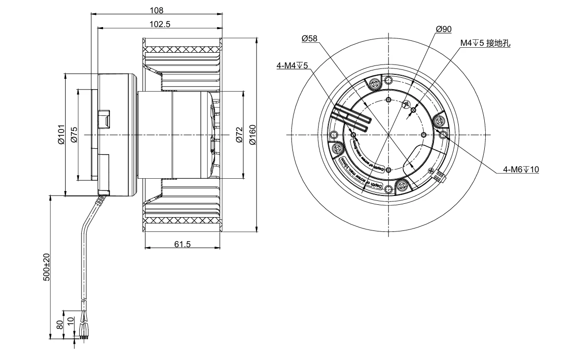 product-1168-721 BD-F160B-EC-01 overall dimensions