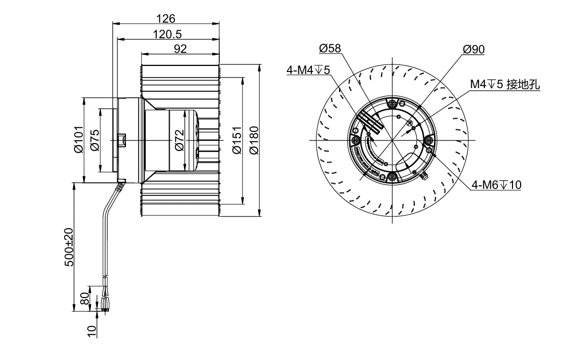 product-1133-703 BD-F180A-EC-01 overall dimensions