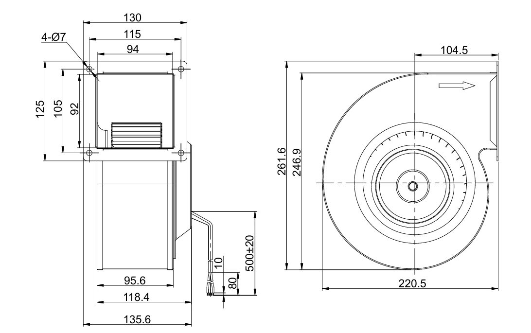 product-1070-671 SE-F160C-EC-N07 overall dimensions